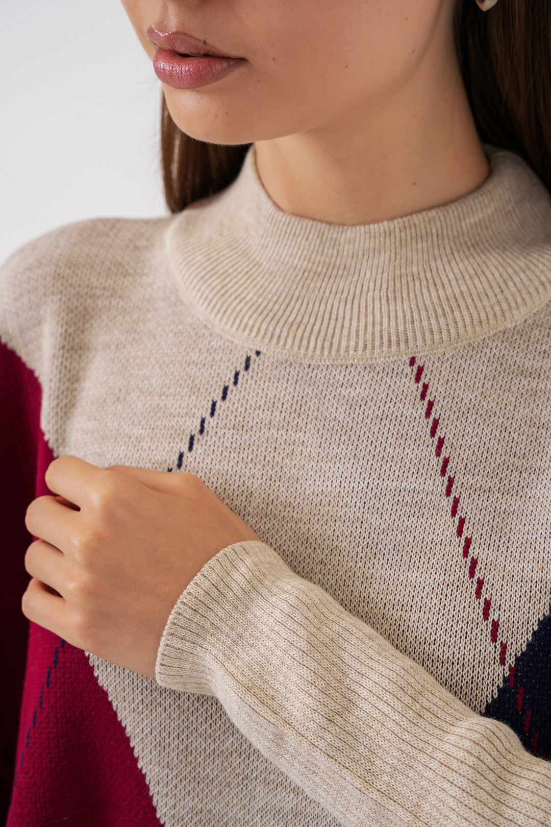 BGD Women Slit Poncho Sweater - Cream - French Valley