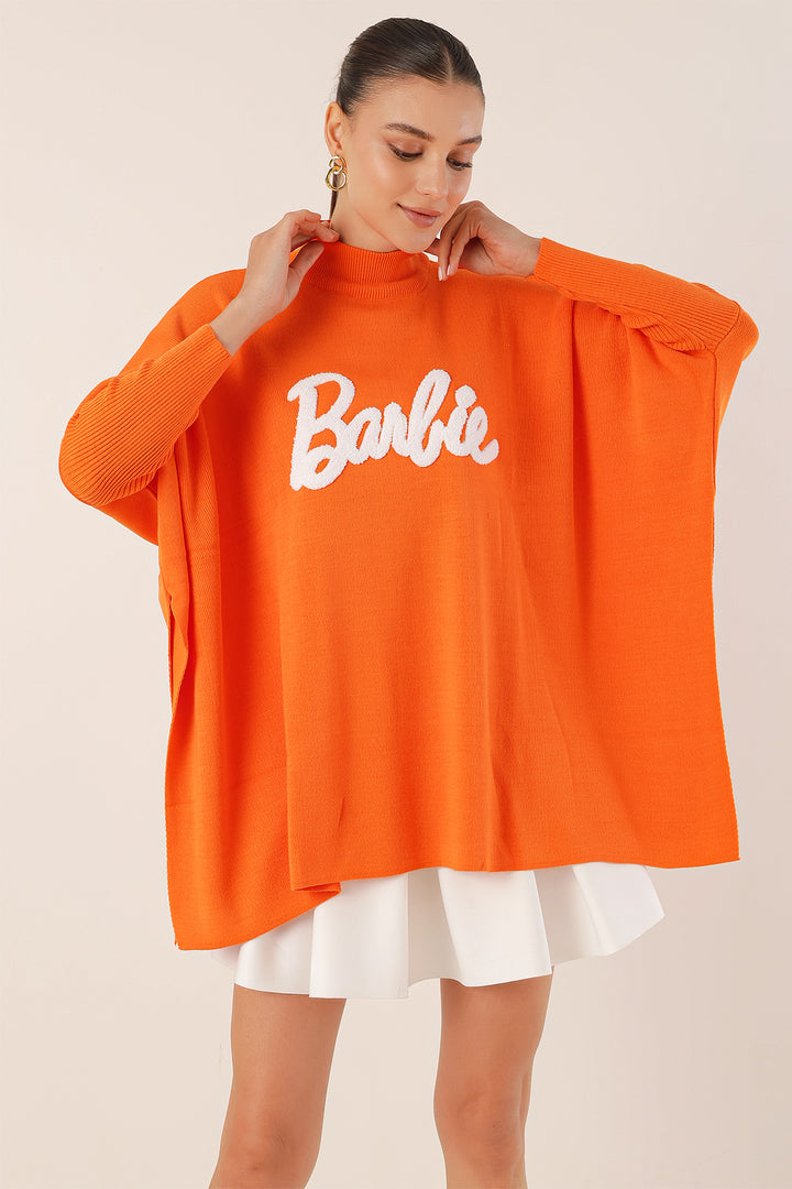 BGD Women Slit Poncho Sweater - D. Orange - Avondale