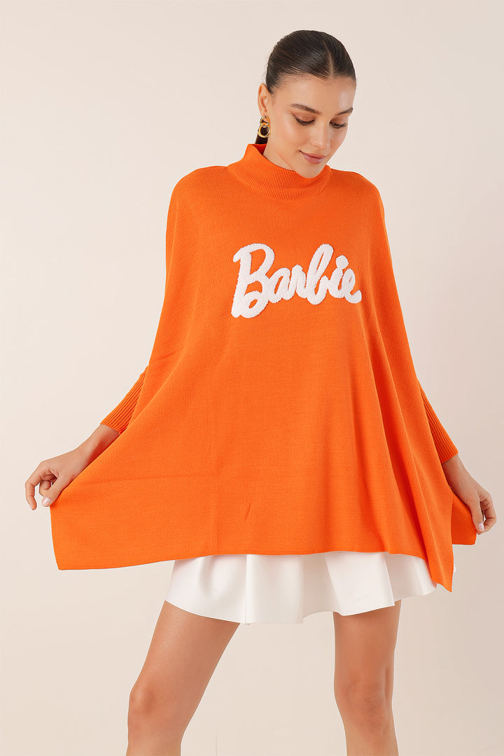 BGD Women Slit Poncho Sweater - D. Orange - Avondale