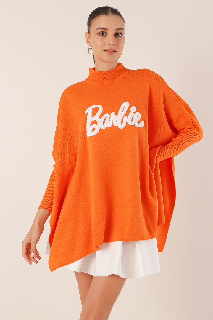 BGD Women Slit Poncho Sweater - D. Orange - Avondale