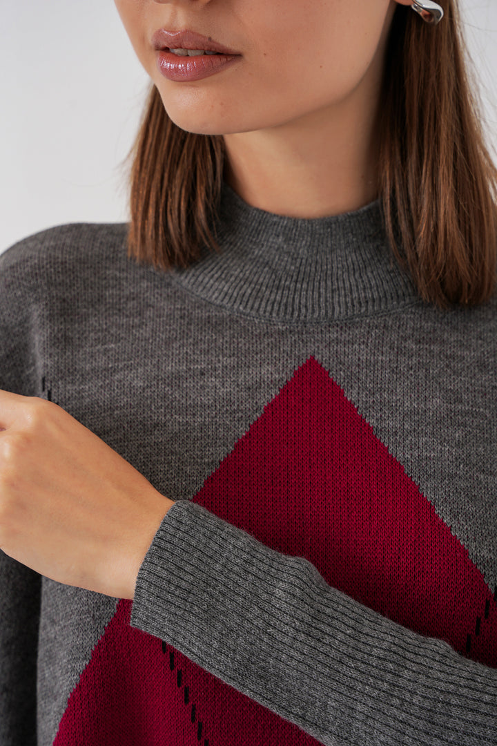 BGD Women Slit Poncho Sweater - Anthracite Gray - Châtelet