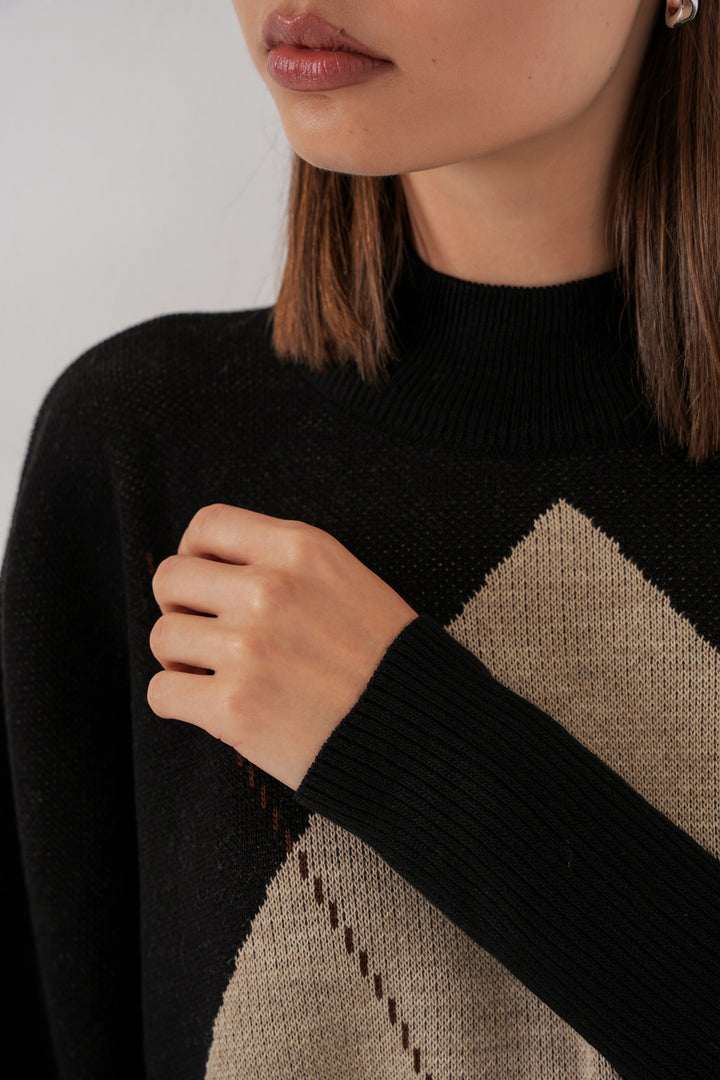 BGD Women Slit Poncho Sweater - Black - Eau Claire