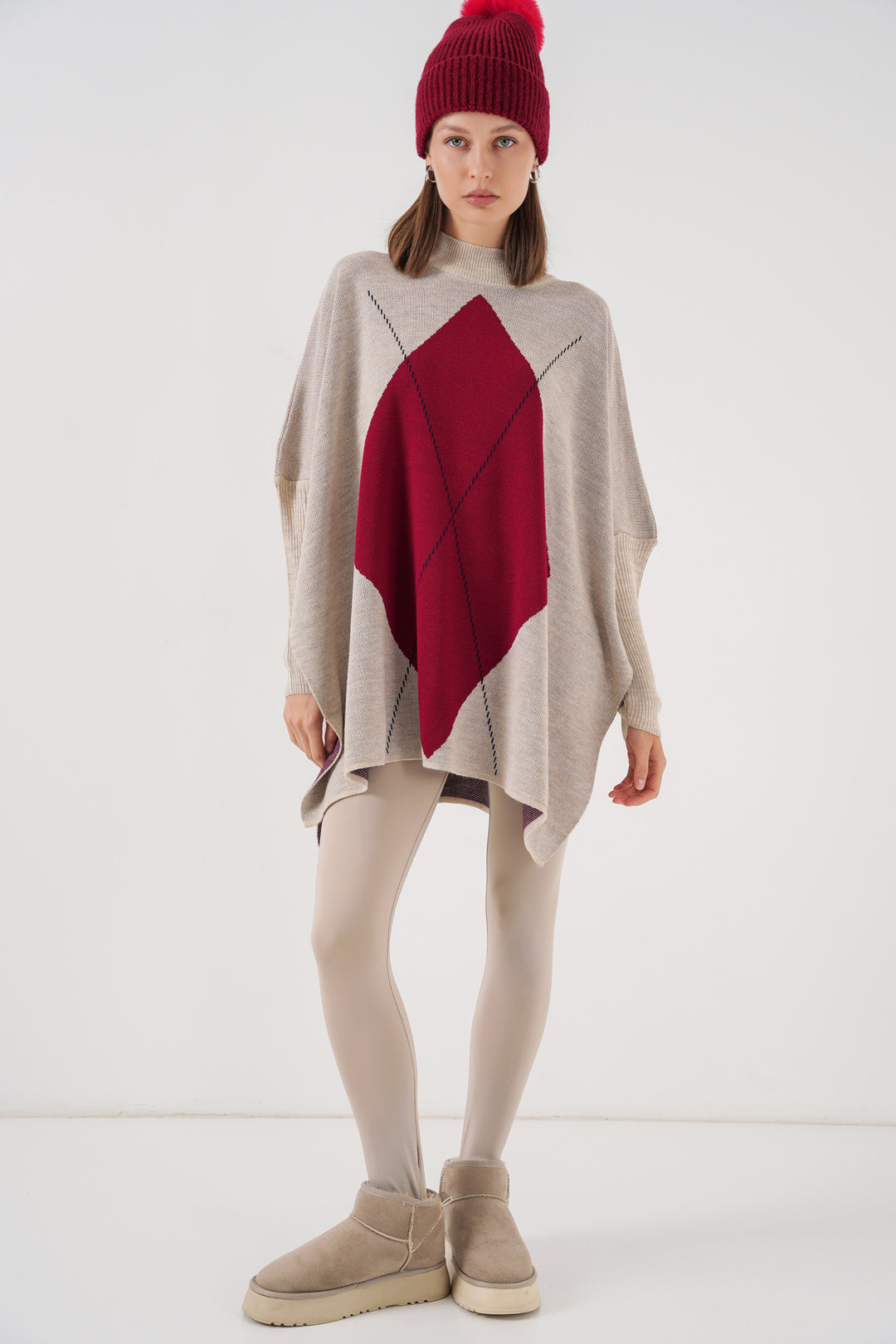 BGD Women Slit Poncho Sweater - M. Cream - Taylor