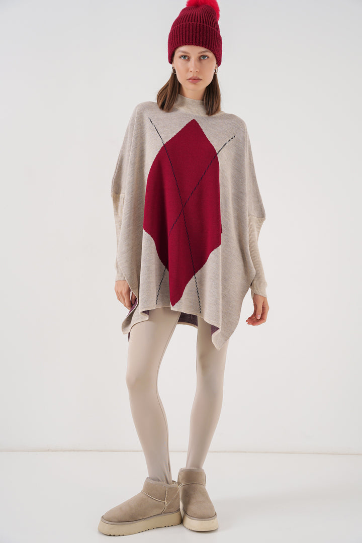 BGD Women Slit Poncho Sweater - M. Cream - Taylor