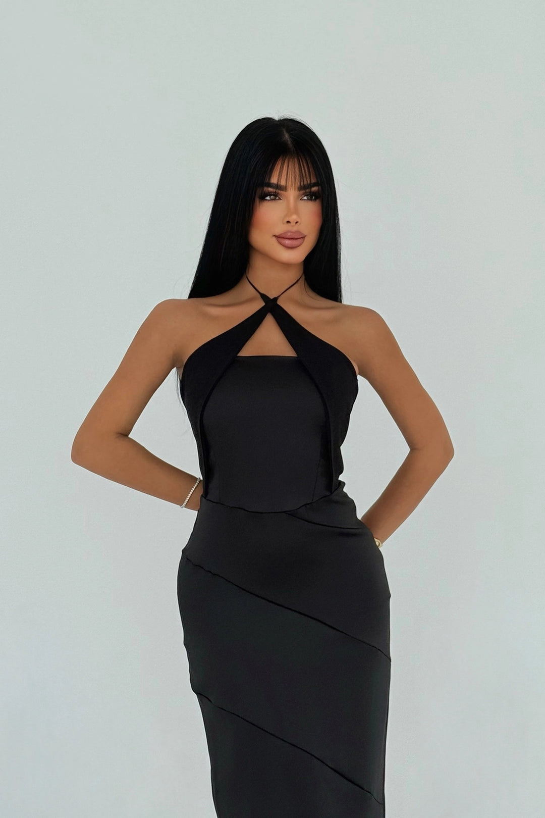 EYY Women Siyah Temel Uzun Elbise - Bebington