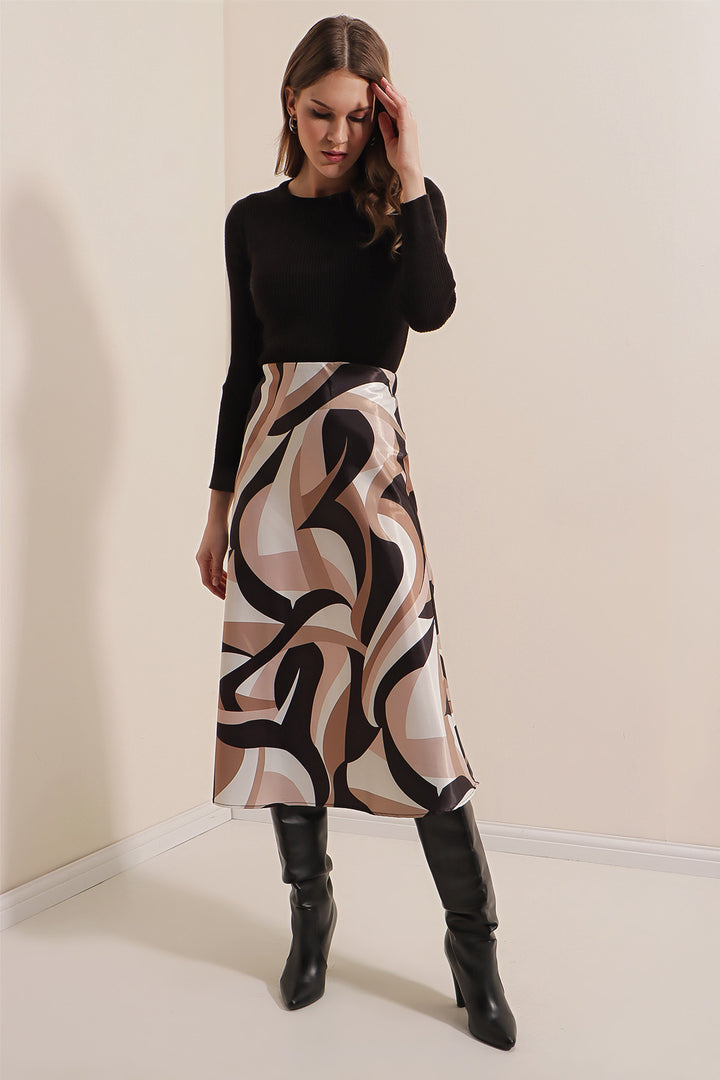 BGD Women Satin Skirt - Beige - Tamiami