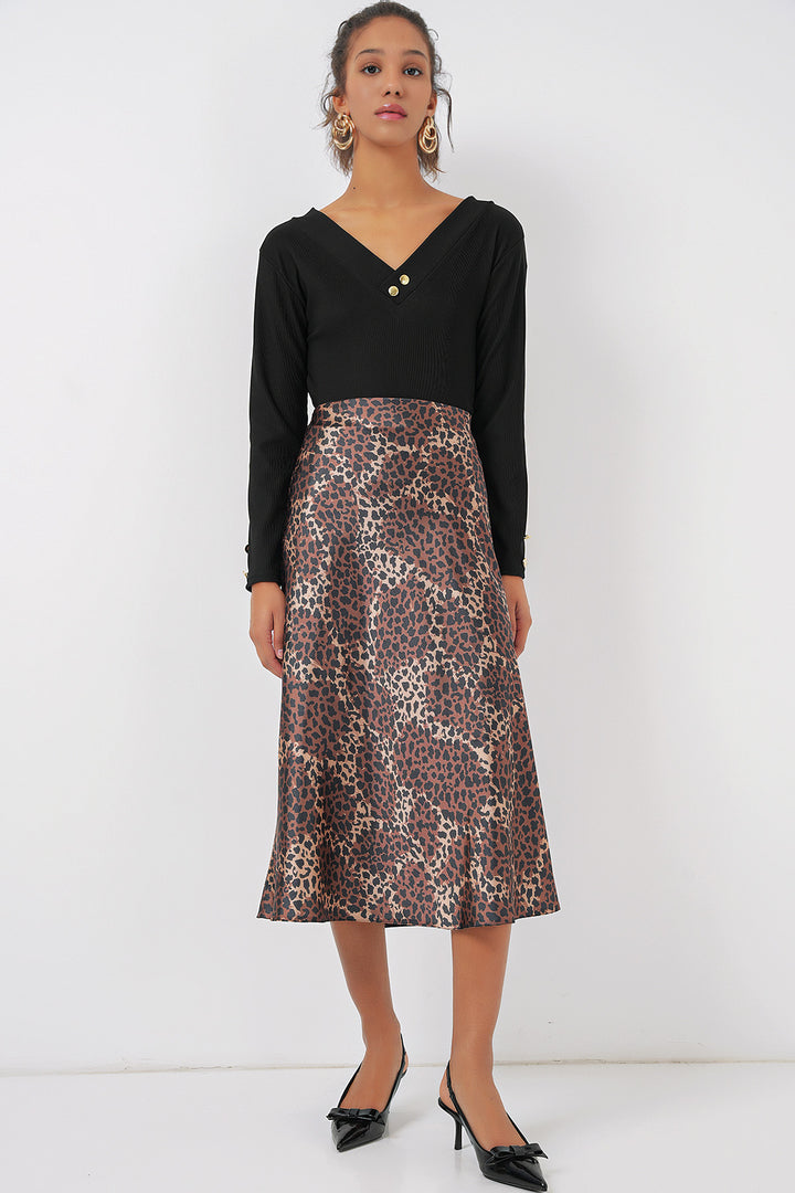 BGD Women Satin Skirt - Brown - Goes