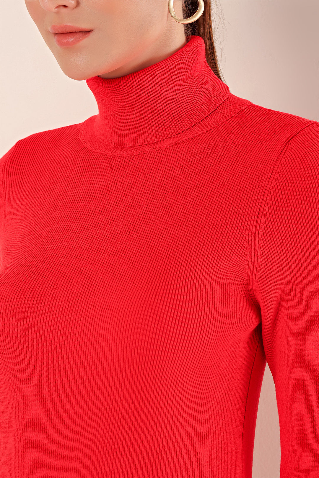 BGD Women Turtleneck Sweater - Red - Antioch