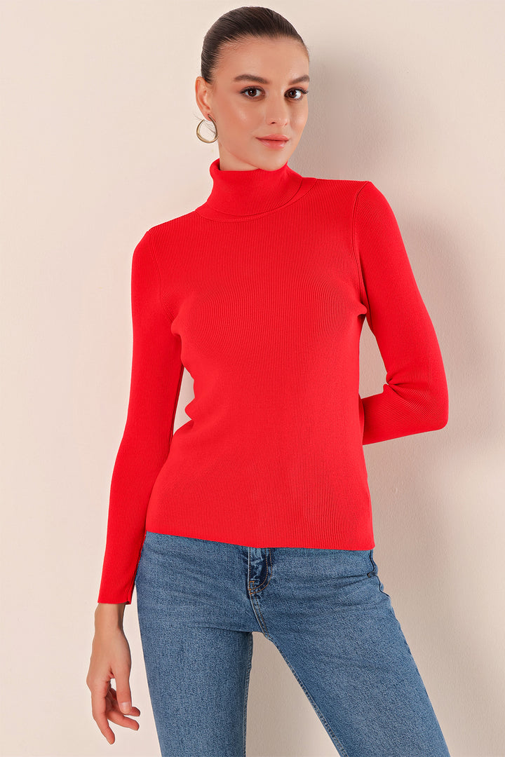 BGD Women Turtleneck Sweater - Red - Antioch