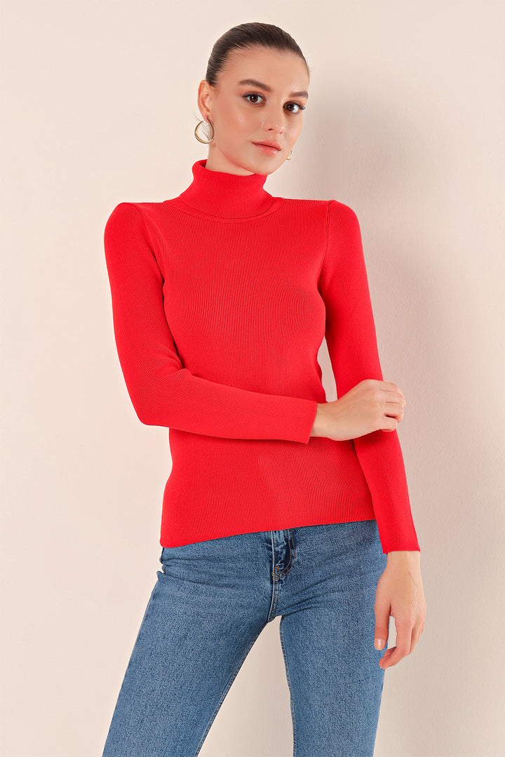 BGD Women Turtleneck Sweater - Red - Antioch