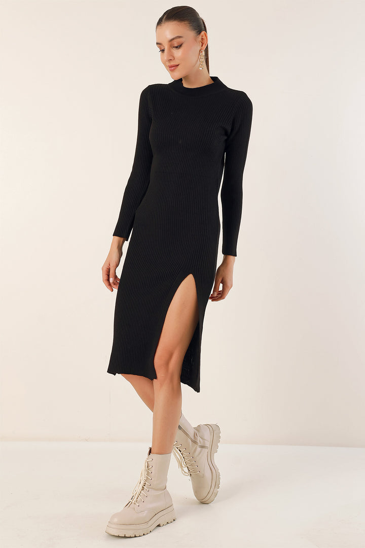 BGD Women Slit Knit Dress - Black - Avondale