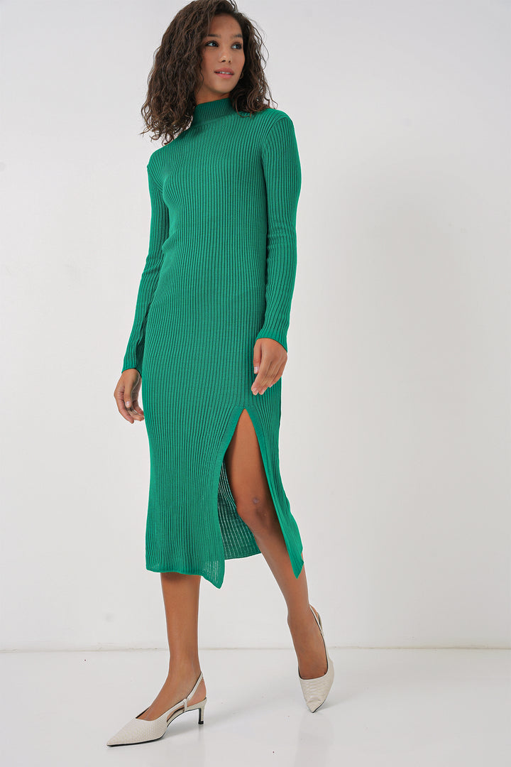 BGD Women Slit Knit Dress - Green - Ivano-Frankivsk