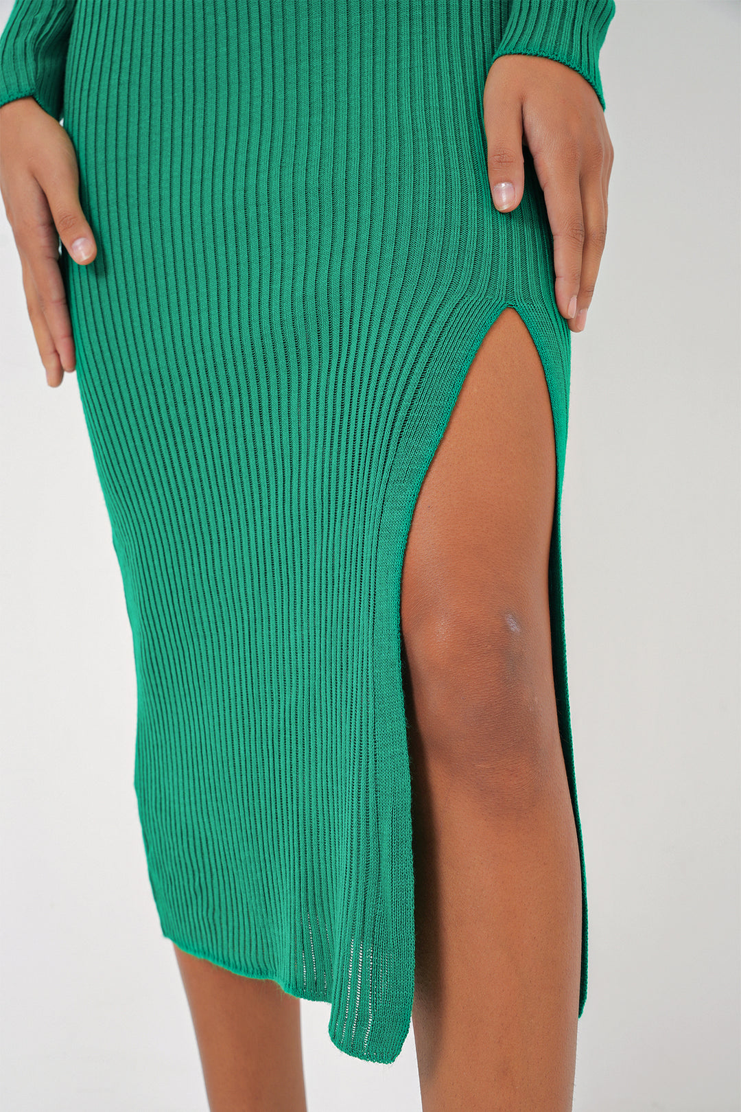BGD Women Slit Knit Dress - Green - Ivano-Frankivsk