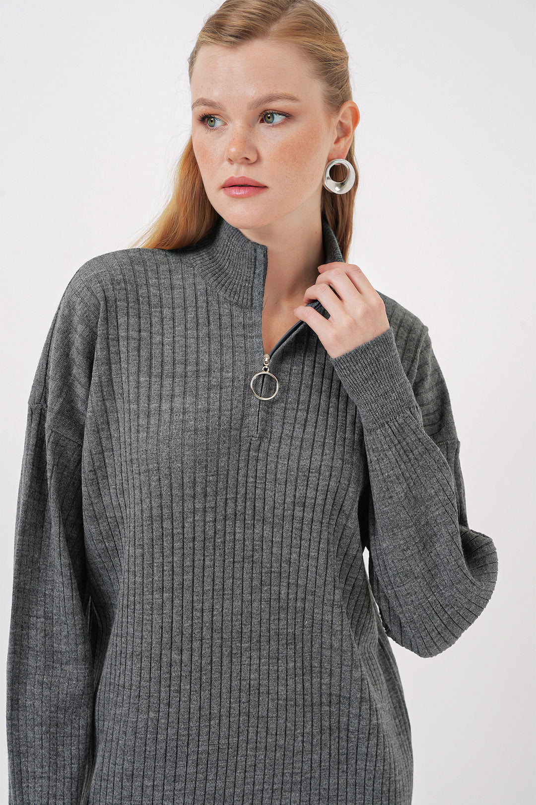 BGD Women Knit Dress - Anthracite - Wijchen