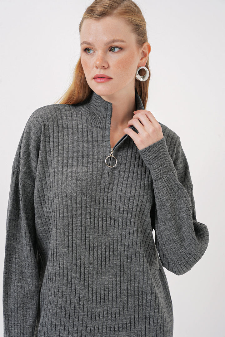 BGD Women Knit Dress - Anthracite - Wijchen