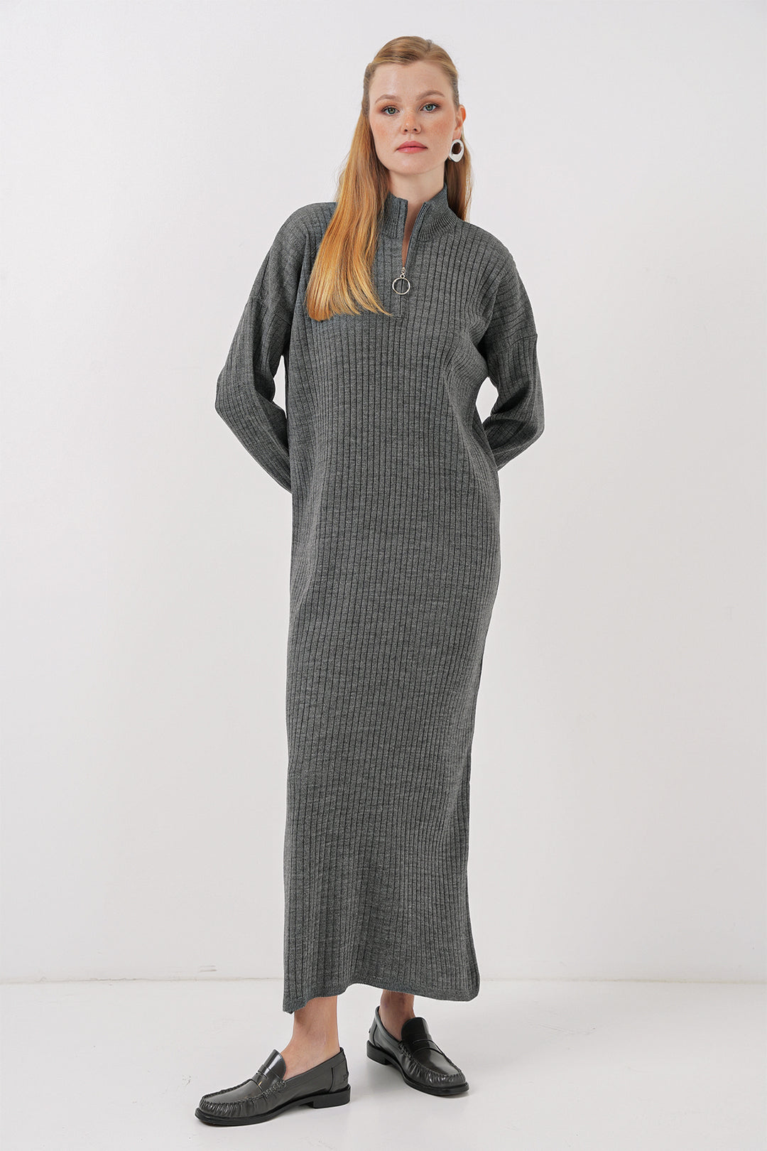 BGD Women Knit Dress - Anthracite - Wijchen