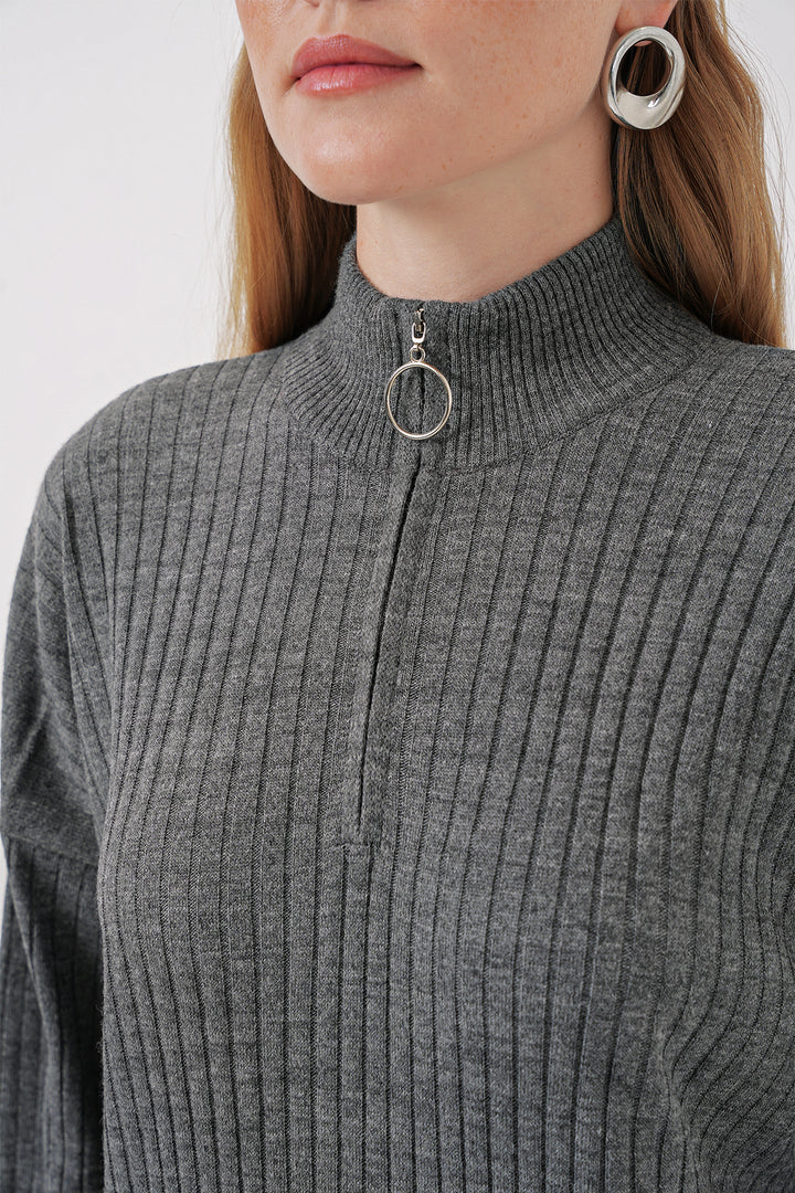 BGD Women Knit Dress - Anthracite - Wijchen