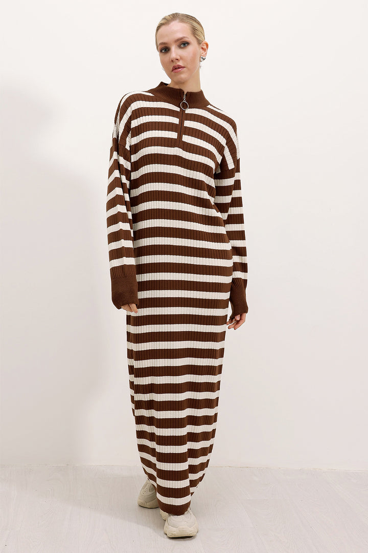BGD Women Knitted Dress - Dark Brown - Amersfoort