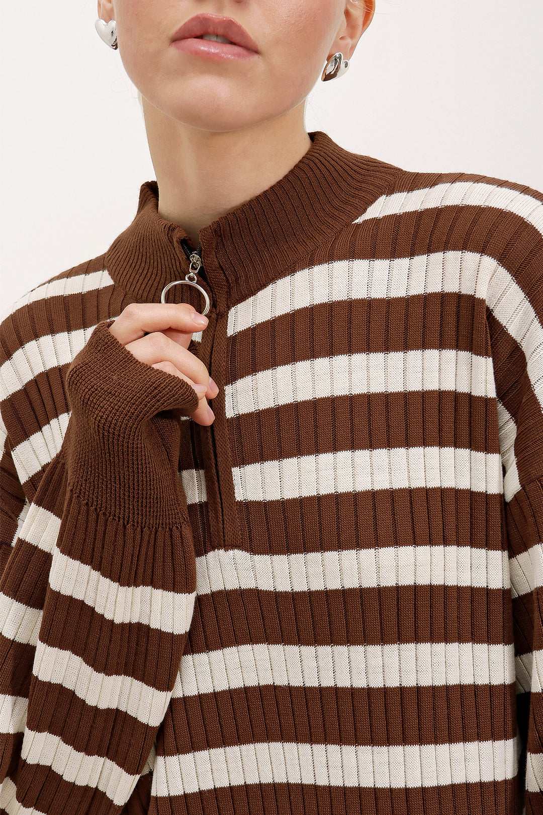 BGD Women Knitted Dress - Dark Brown - Amersfoort