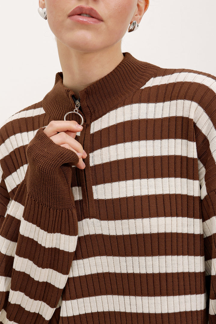 BGD Women Knitted Dress - Dark Brown - Amersfoort