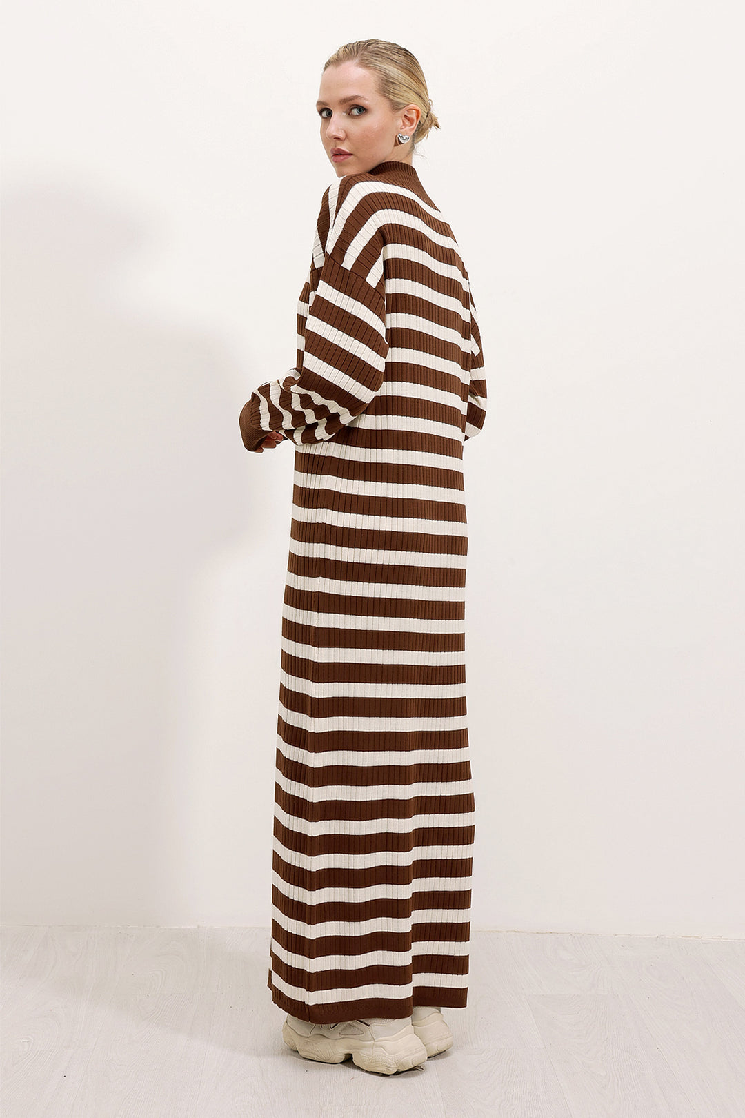 BGD Women Knitted Dress - Dark Brown - Amersfoort