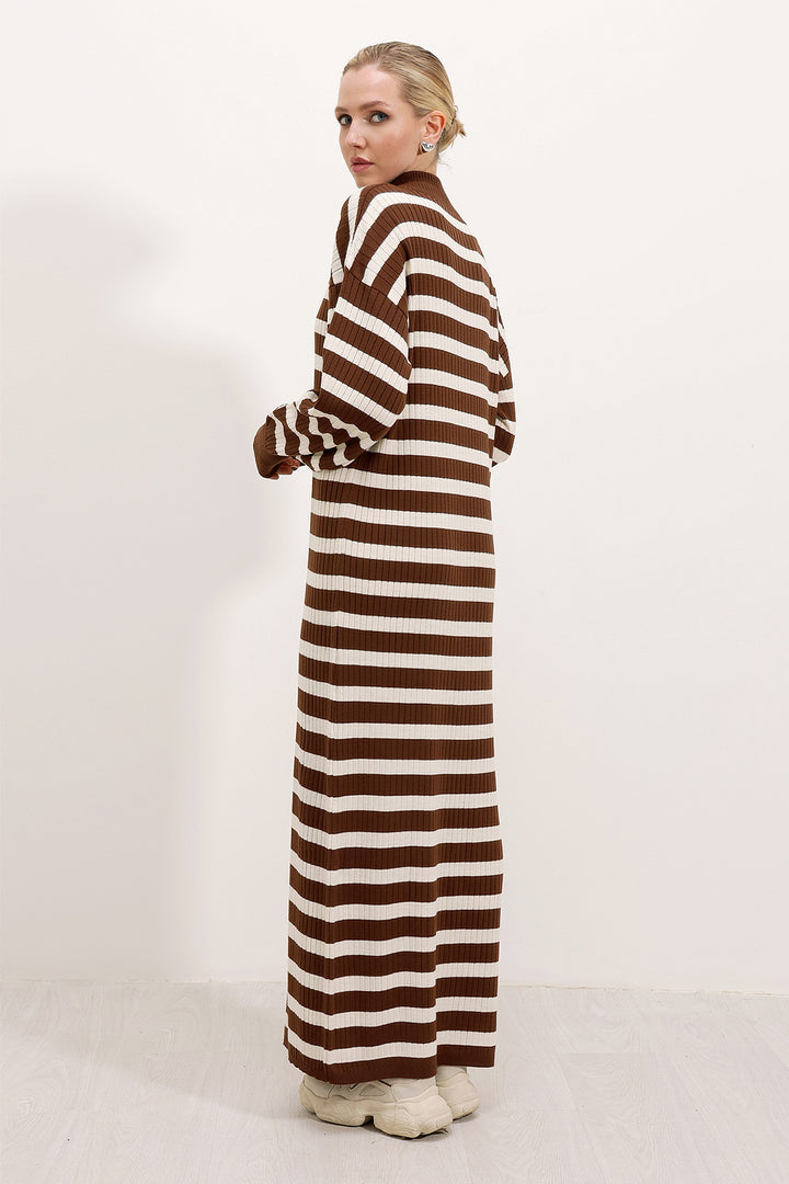BGD Women Knitted Dress - Dark Brown - Amersfoort