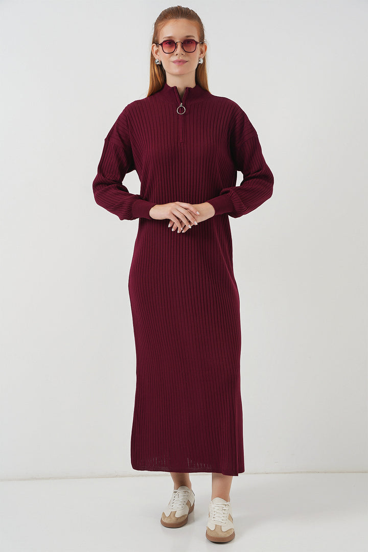 BGD Women Knitted Dress - Wine Red - Germering