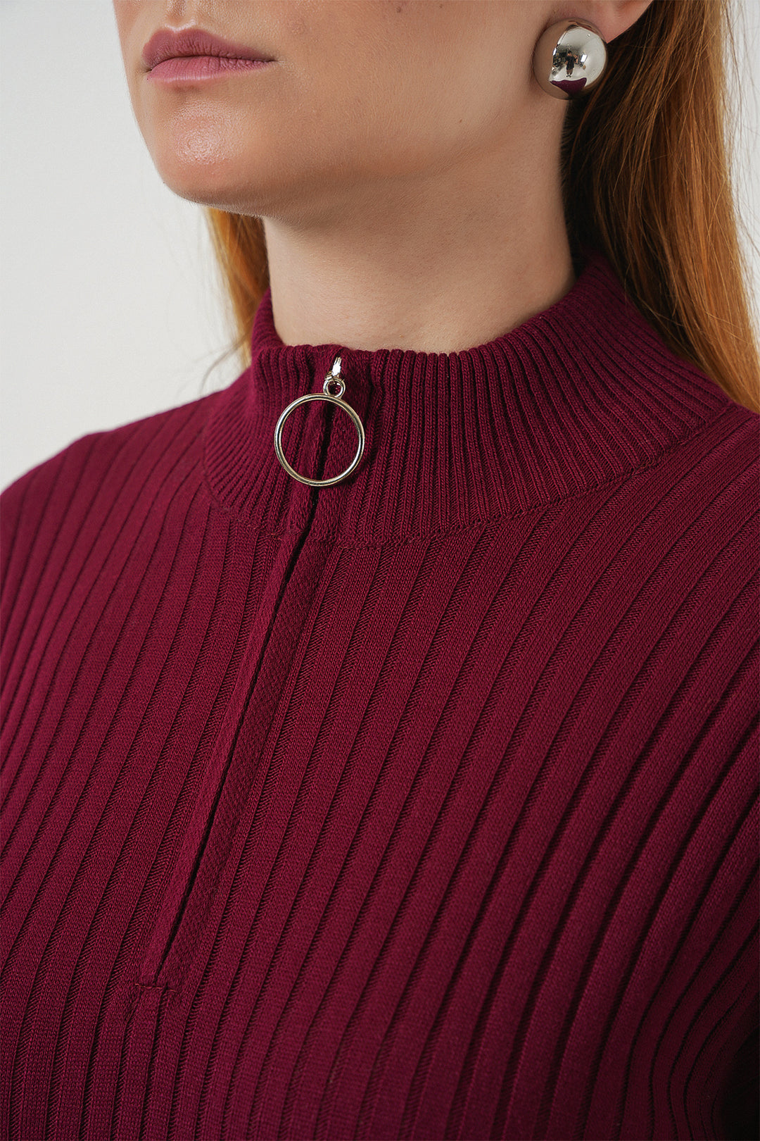 BGD Women Knitted Dress - Wine Red - Germering