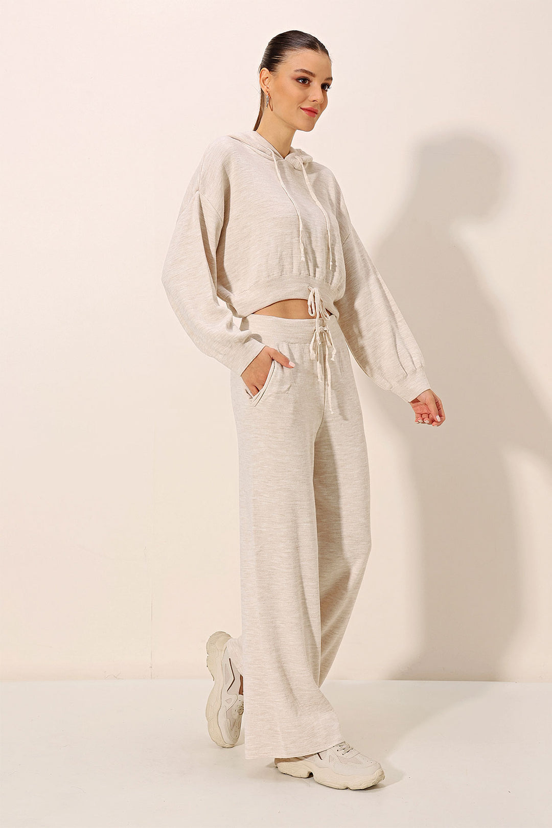 BGD Women Hooded Oversized Two-Piece Set - Cream - Avondale
