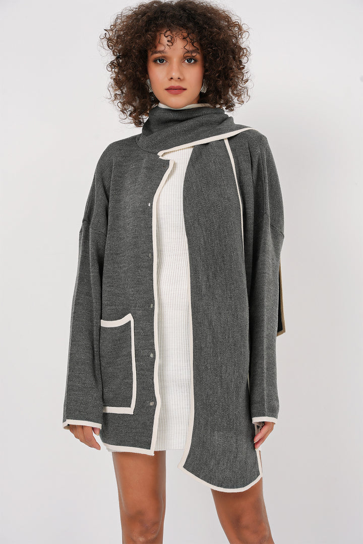 BGD Women Shawl Collar Knit Cardigan - Anthracite - Braintree