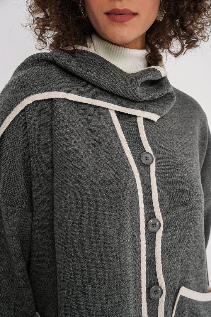 BGD Women Shawl Collar Knit Cardigan - Anthracite - Braintree