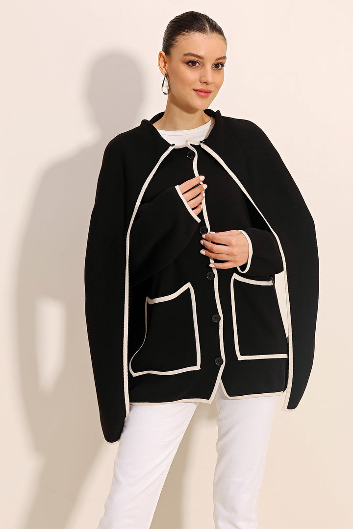 BGD Women Shawl Collar Knit Cardigan - Black - Auburn