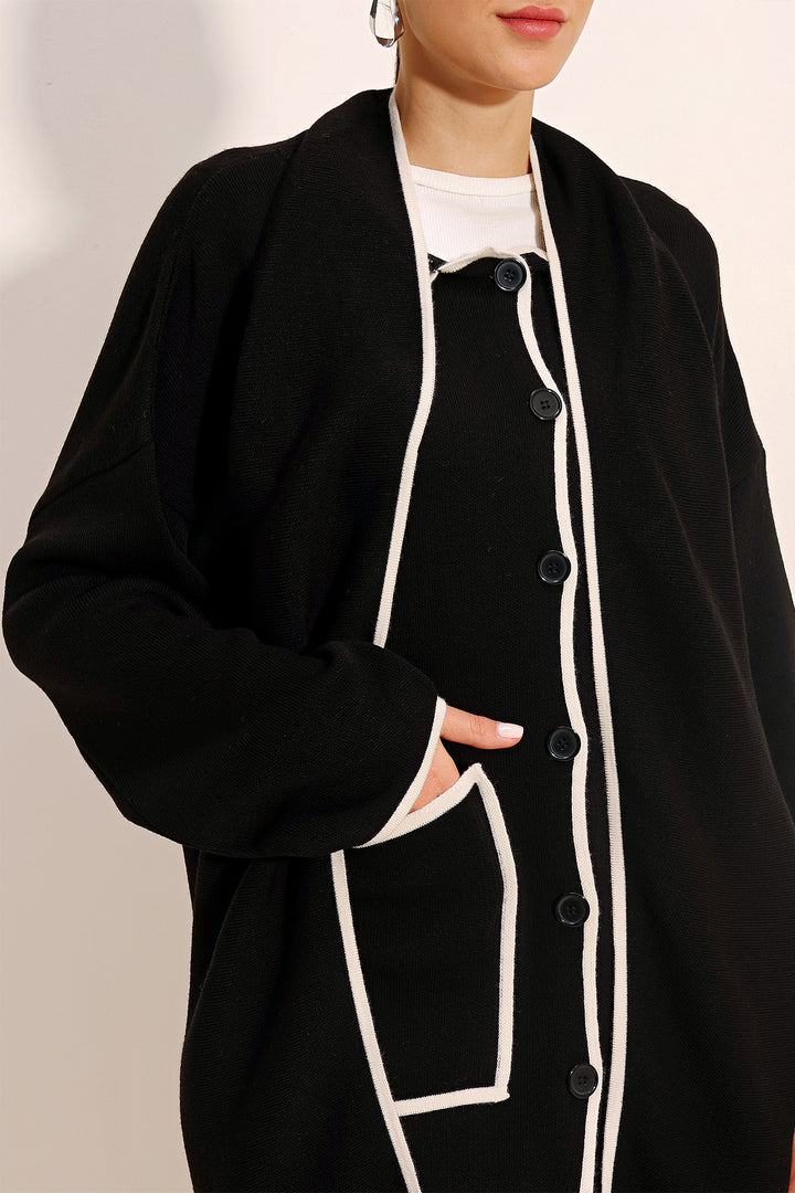 BGD Women Shawl Collar Knit Cardigan - Black - Auburn