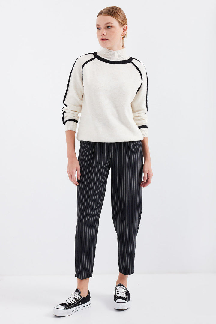BGD Women Striped Oversized Knit Sweater - Ecru - Richmond West