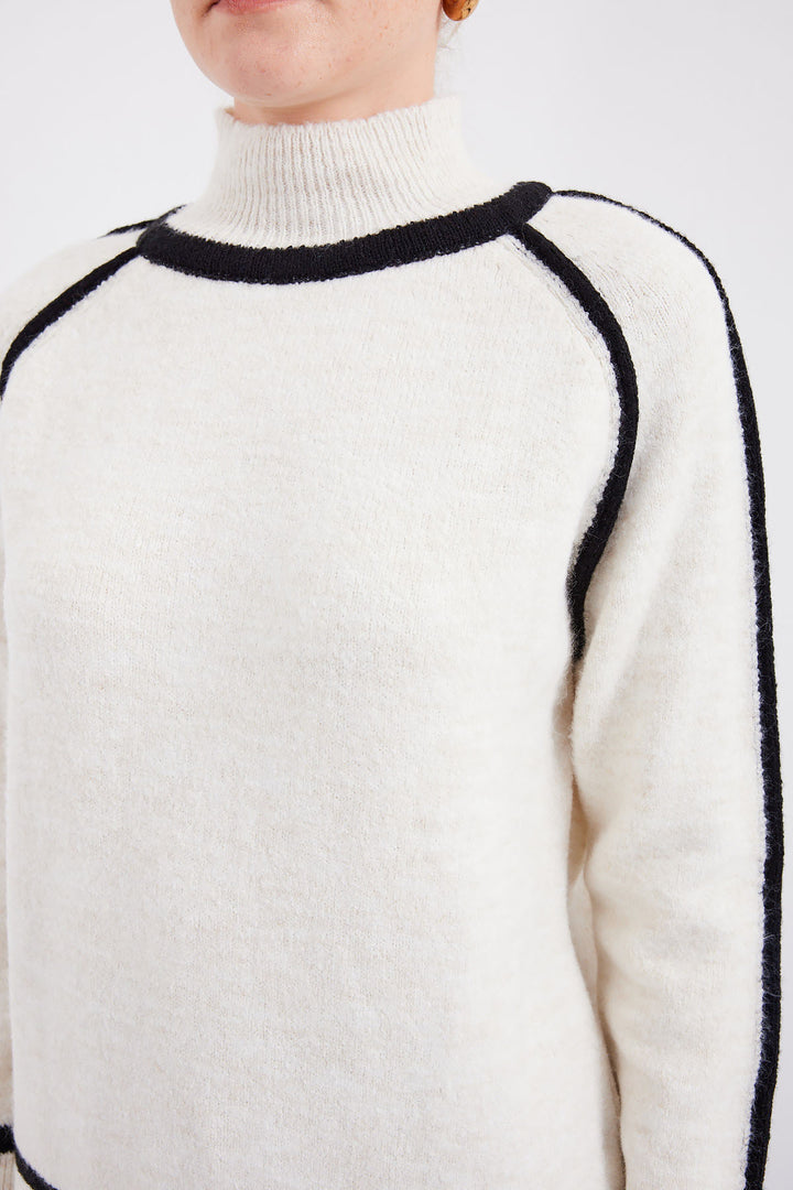 BGD Women Striped Oversized Knit Sweater - Ecru - Richmond West