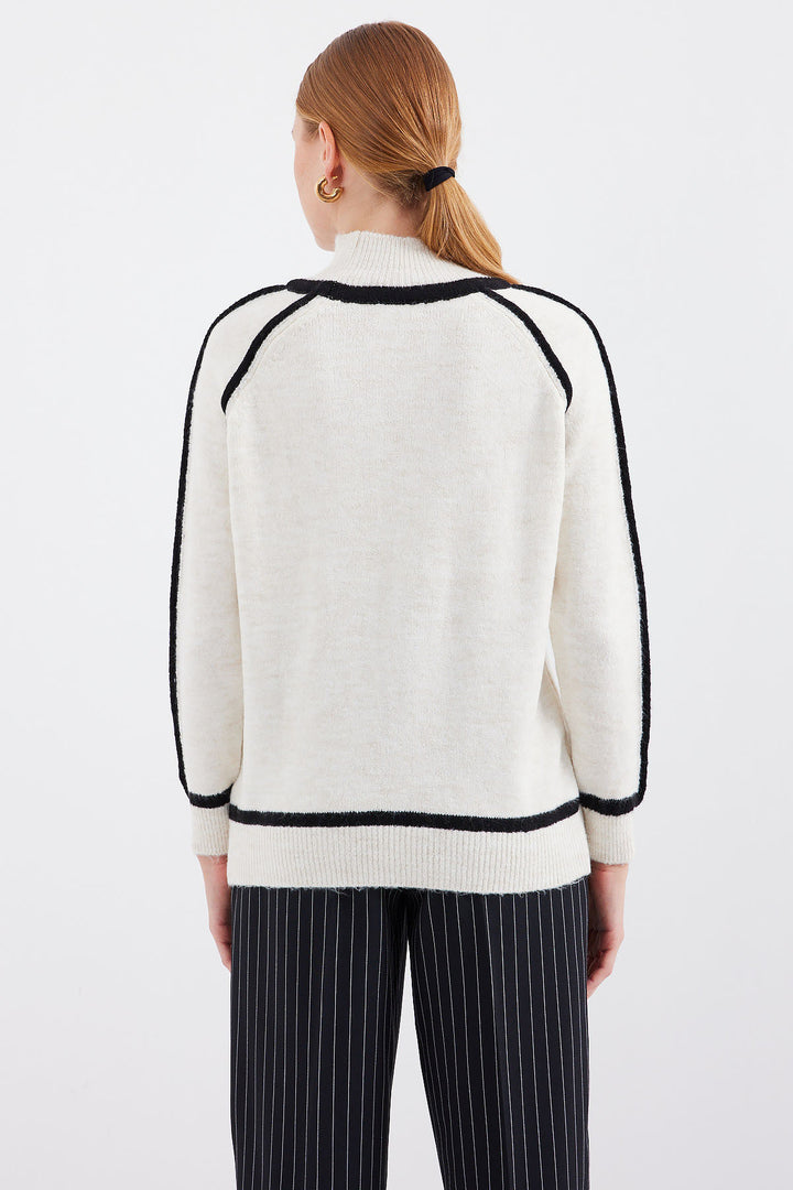 BGD Women Striped Oversized Knit Sweater - Ecru - Richmond West