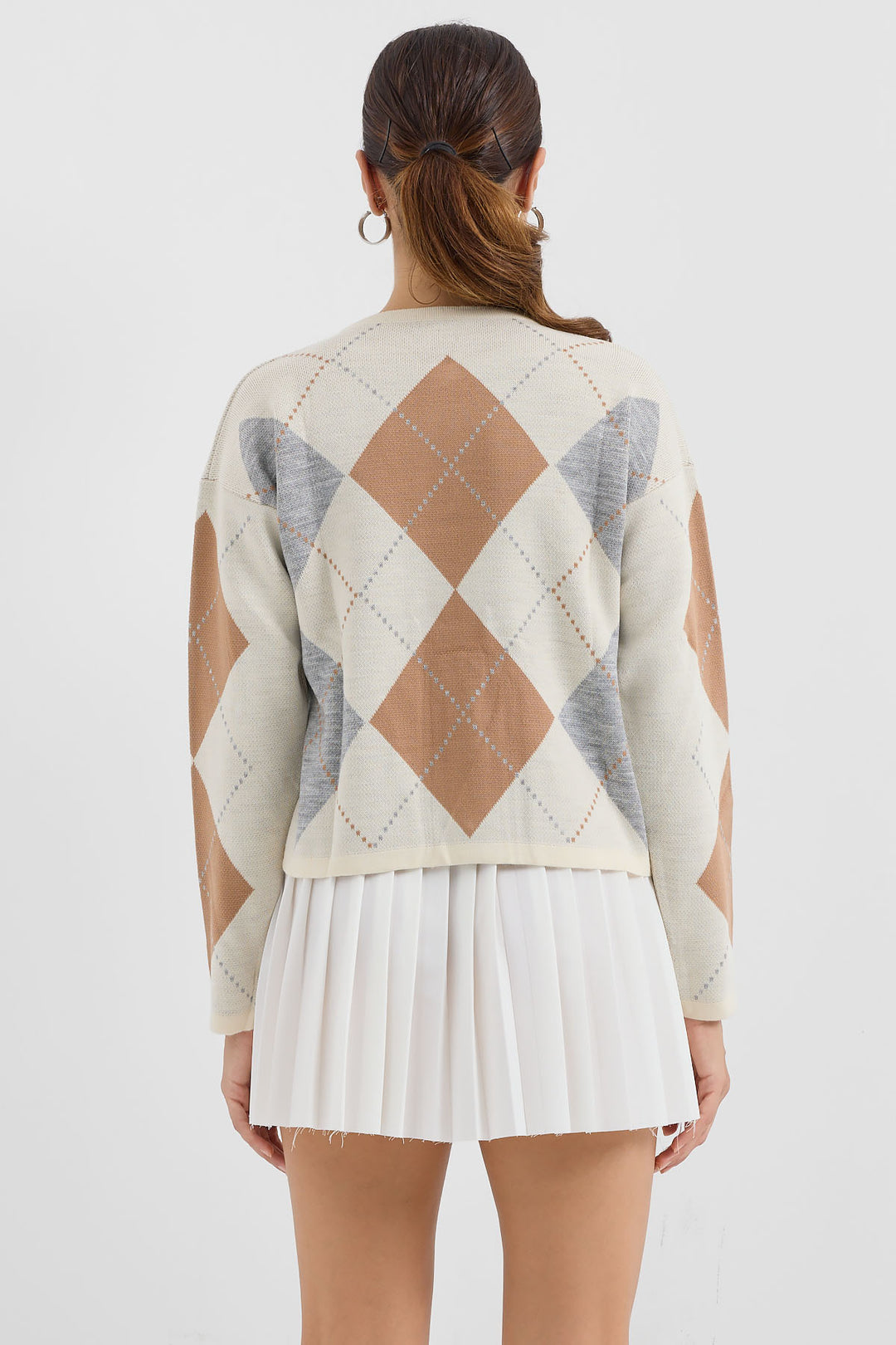 BGD Women Baklava Patterned Knit Cardigan - Ecru - Avondale