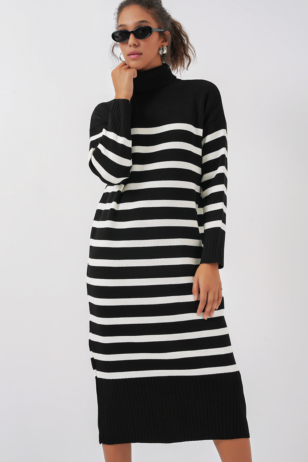 BGD Women Long Knit Dress - Black - Bocholt