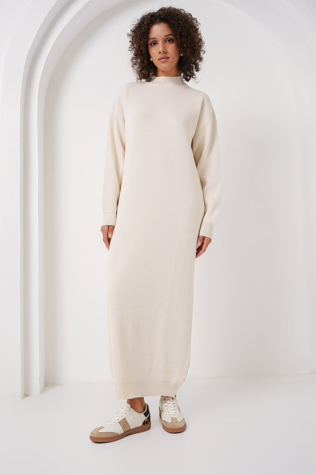 BGD Women Long Knit Dress - Cream - Mitrovicë