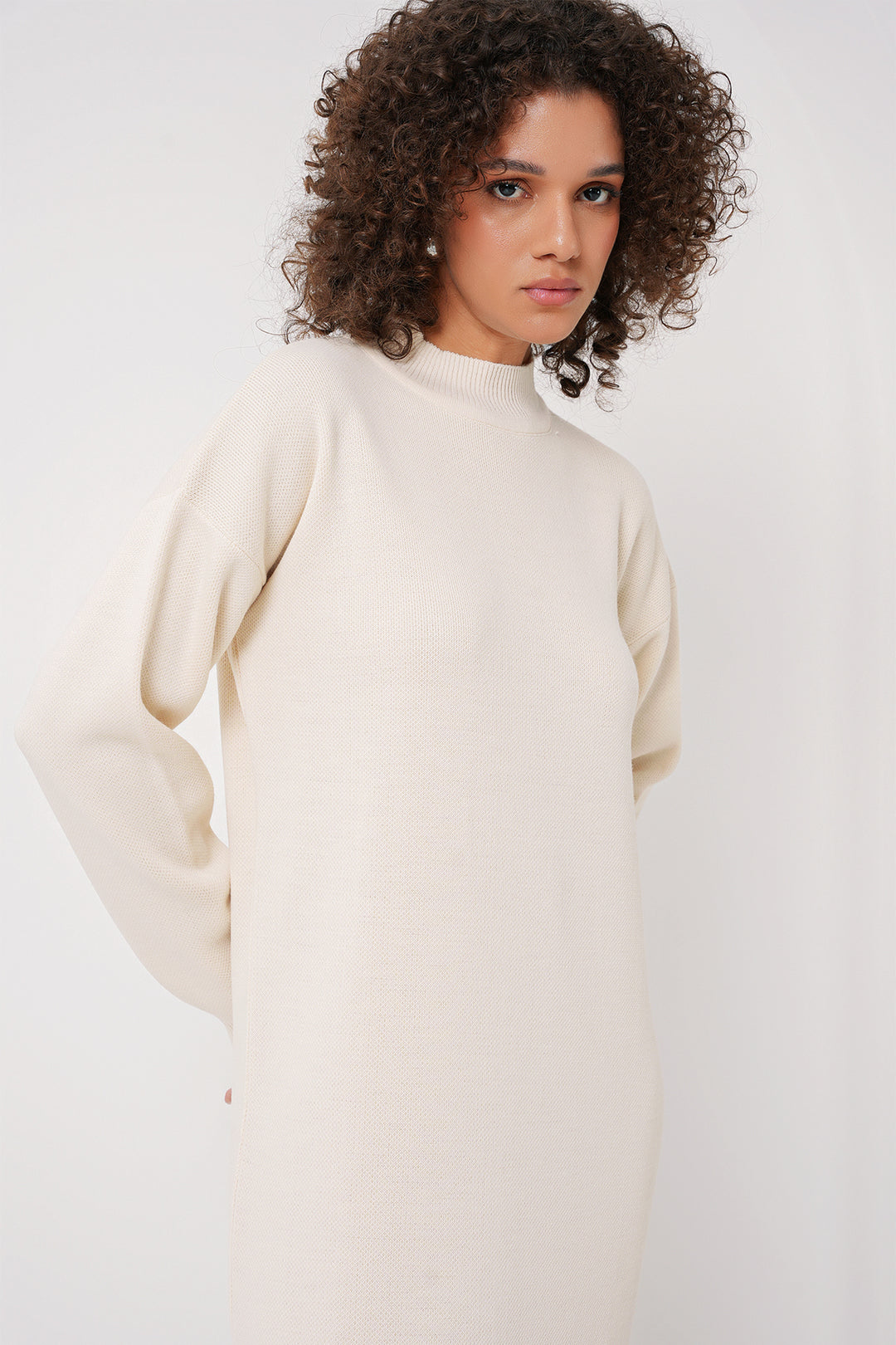BGD Women Long Knit Dress - Cream - Mitrovicë