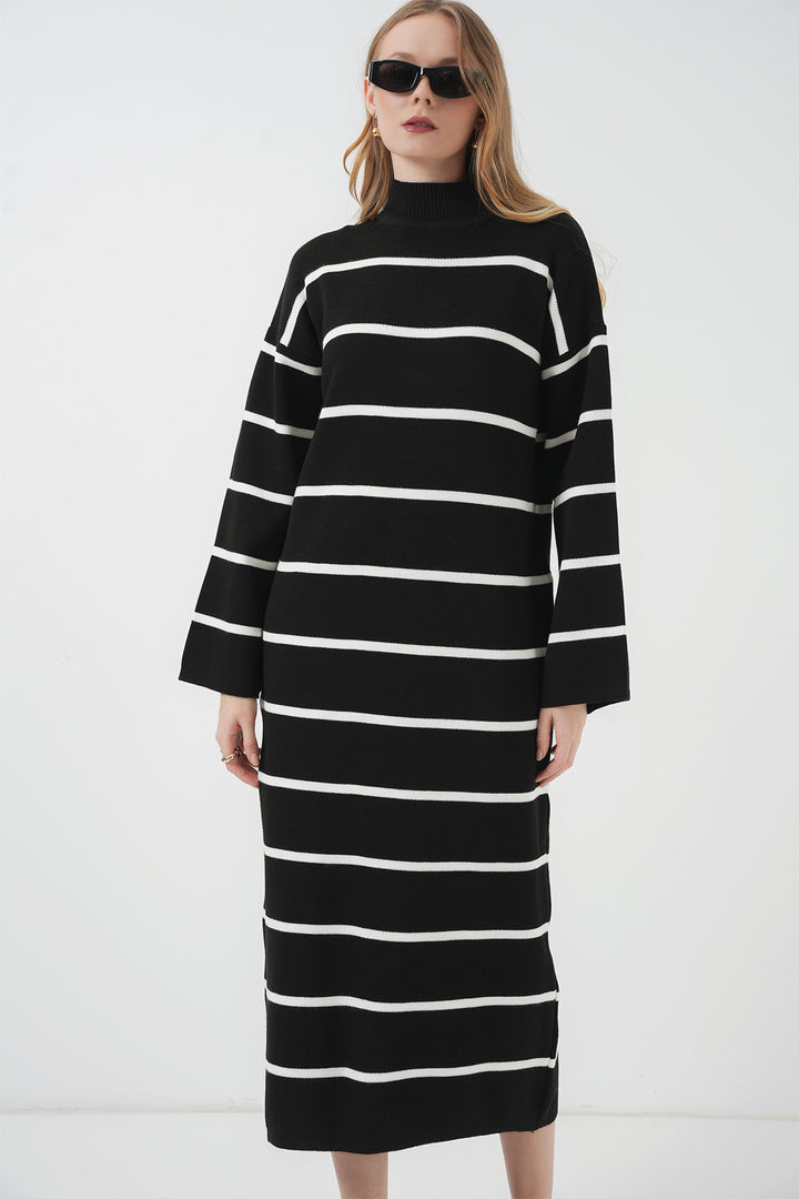BGD Women Long Knit Dress - Dark Black - Littlehampton