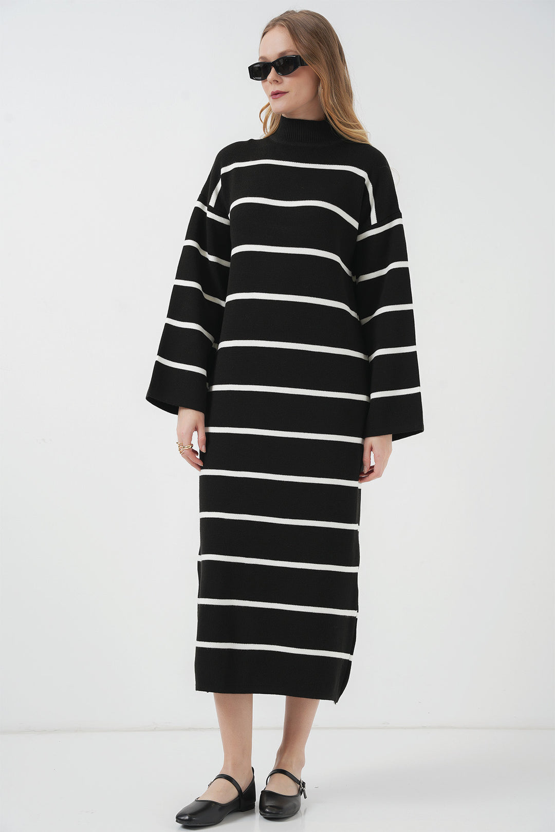 BGD Women Long Knit Dress - Dark Black - Littlehampton
