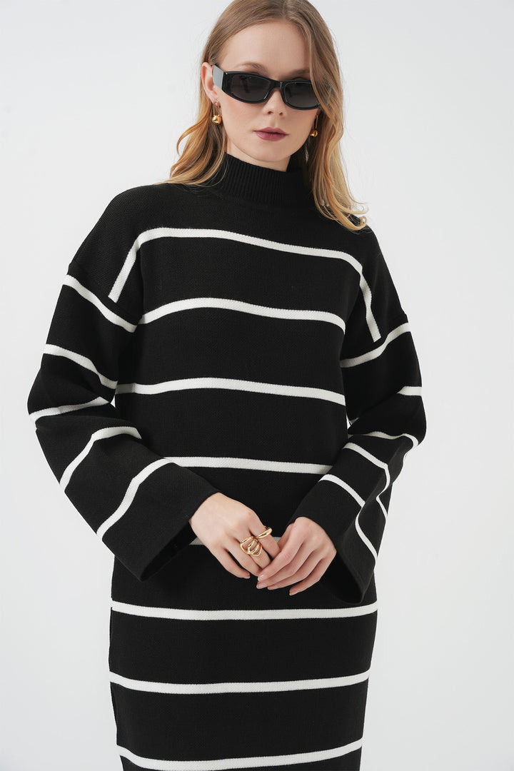 BGD Women Long Knit Dress - Dark Black - Littlehampton