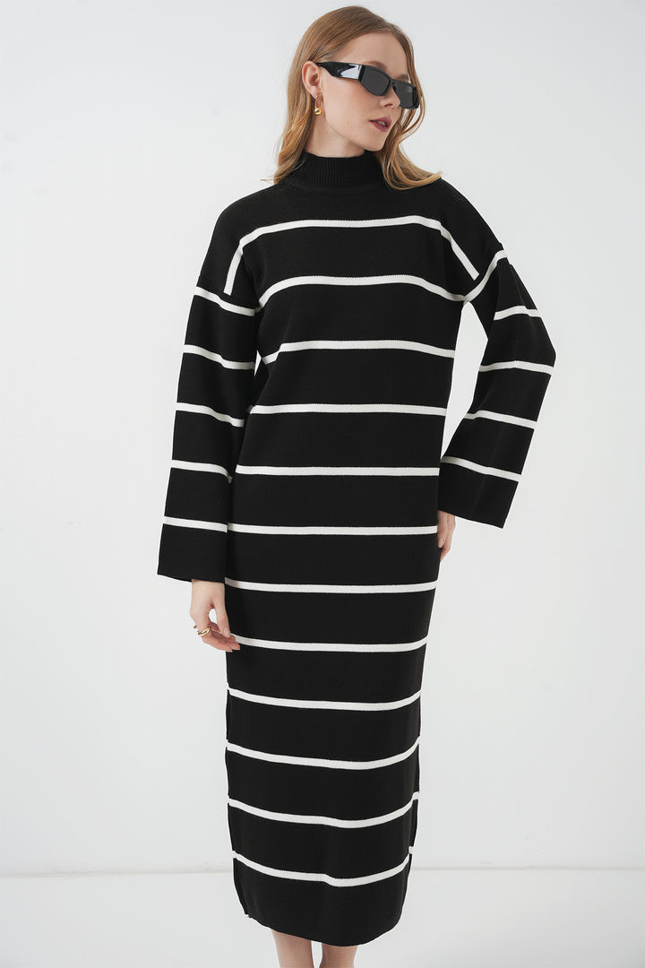 BGD Women Long Knit Dress - Dark Black - Littlehampton