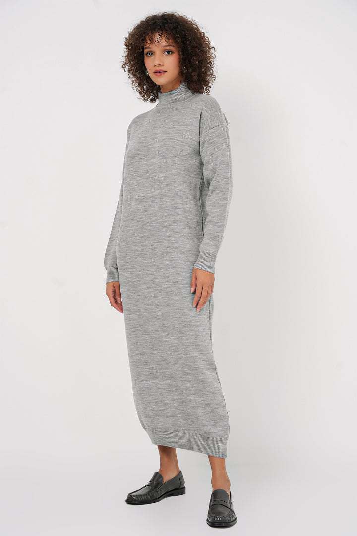 BGD Women Long Knit Dress - Gray - Paracho de Verduzco