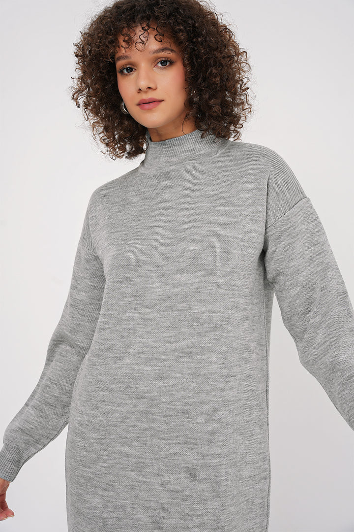 BGD Women Long Knit Dress - Gray - Paracho de Verduzco