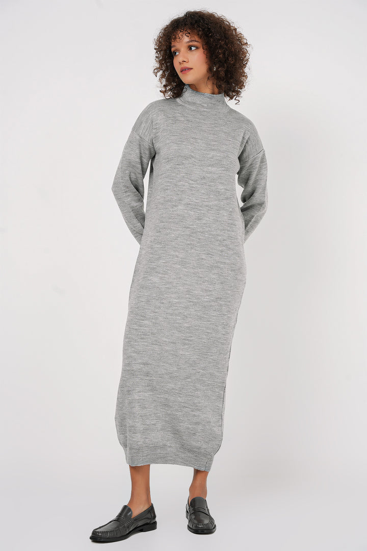 BGD Women Long Knit Dress - Gray - Paracho de Verduzco