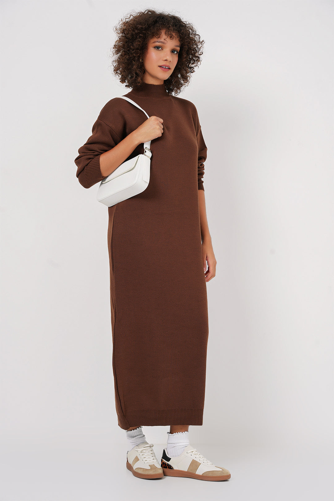 BGD Women Long Knit Dress - Brown - Galátsi
