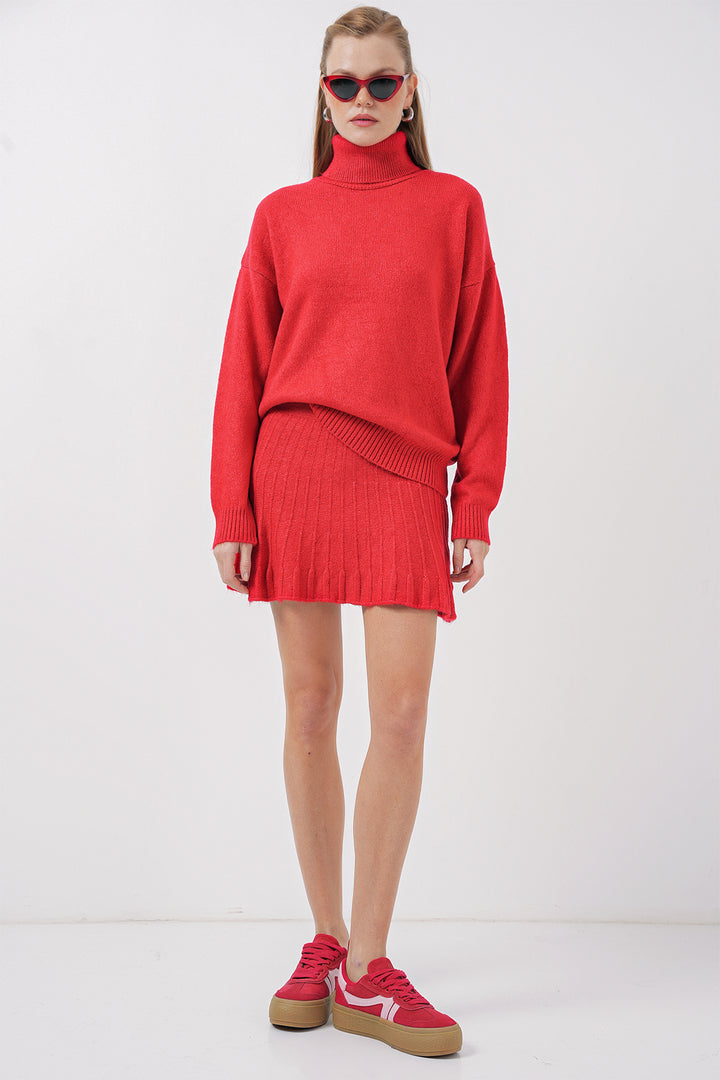 BGD Women Knit Skirt Sweater Set - Burgundy - Broken Arrow