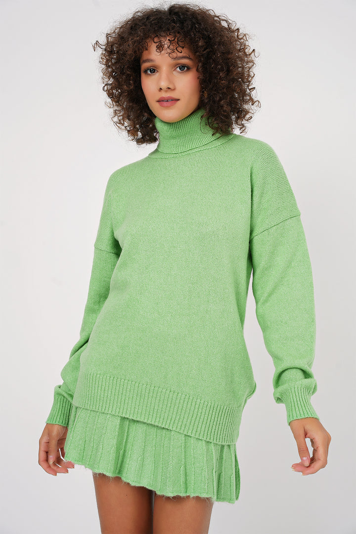 BGD Women Knit Skirt Sweater Set - Dark Green - Sarcelles